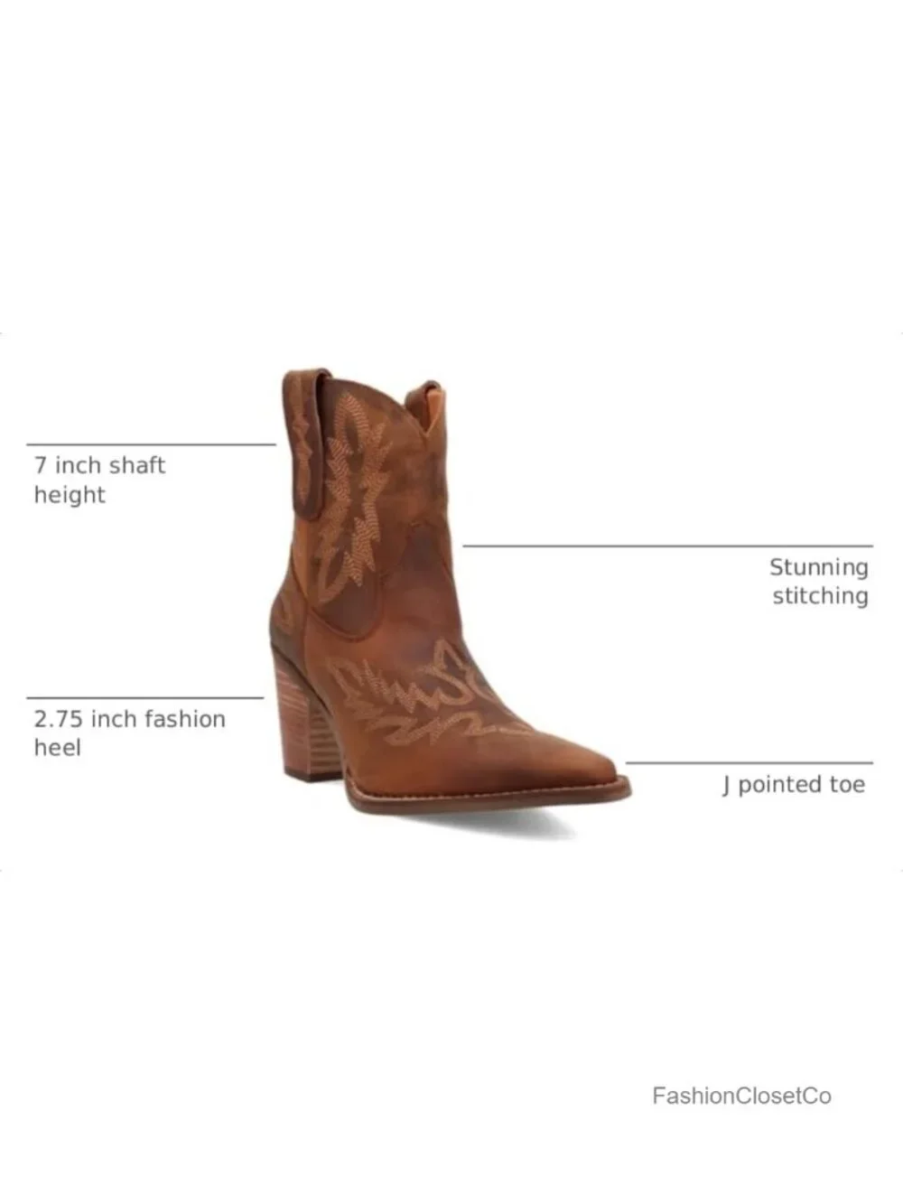 Embroidered Snip Toe Pull On Casual Ankle Boots with Mid Heel